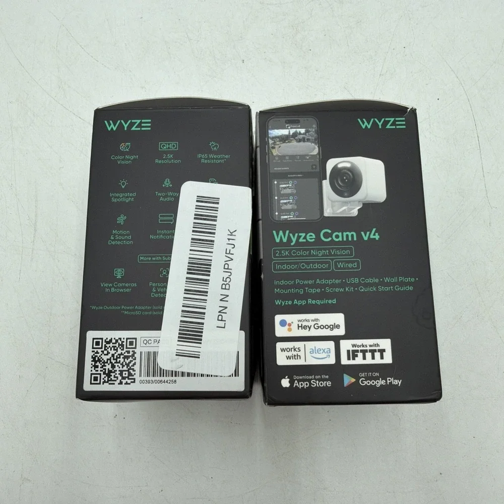Lot Of 2 WYZE Cam v4 2.5K HD WiFi Smart Home Security Camera White